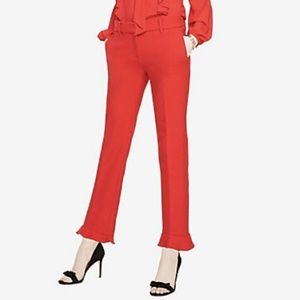 Ann Taylor Ankle Pant Ruffle Cuff Doubleweave Red